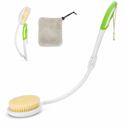 📢📢 50% OFF!!!🛁Long Handle Back Scrubber with Soft Bristles & Towel – Easy-Reach Bath Brush