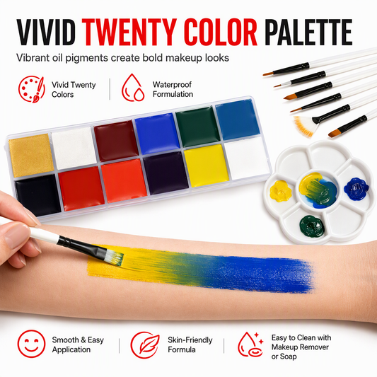 ✨🎨Face and Body Oil Palette for Kids and Adults Theatrical Chinese Opera Makeup and Festival Party Body Painting Pigment Kit