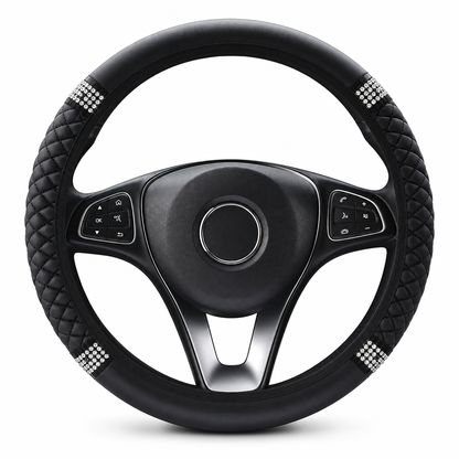 ✨ Rhinestone Steering Wheel Cover – Quilted PU Leather & Sparkling Details for a Glam Car Interior ❤️⭐
