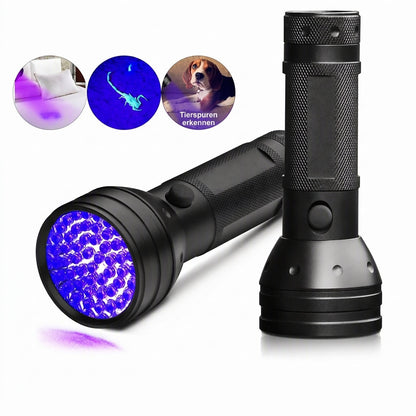 🔥51-LED UV Flashlight, 395 nm, Ultraviolet Black Light Detector Made of Aluminum Alloy, Handheld Device for Detecting Counterfeit Currency and Appraising Jewelry