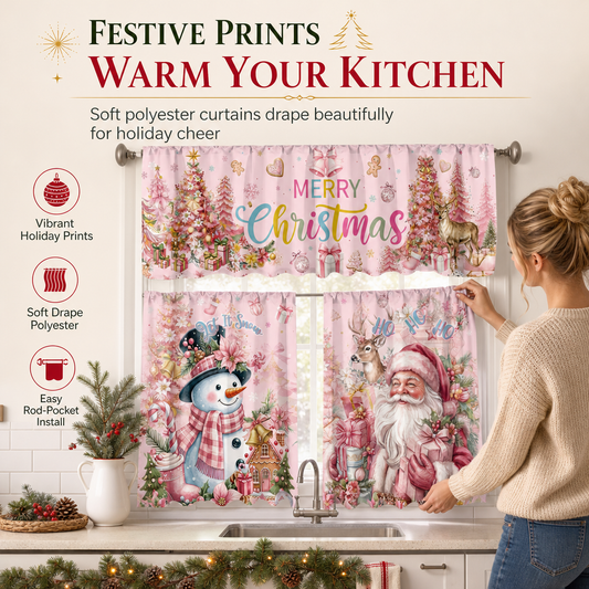 Christmas Kitchen Curtains Set