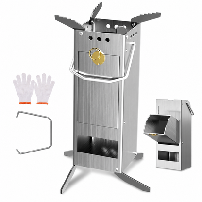 🔥 40% OFF! Folding Wood-Burning Rocket Stove – Heavy-Duty Steel & Tool-Free Setup for Camp Cooking 🏕️🍳