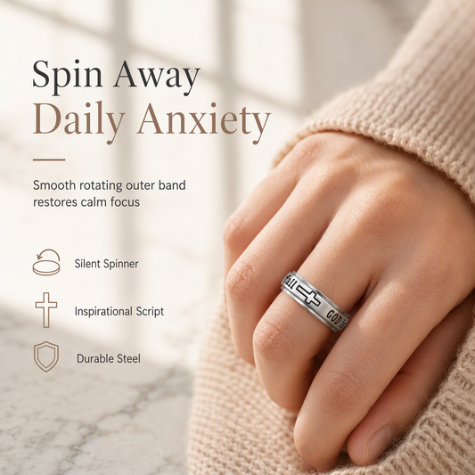 ✨Silver Titanium Steel Spinner Ring with God Is Within Her She Will Not Fall Engraving