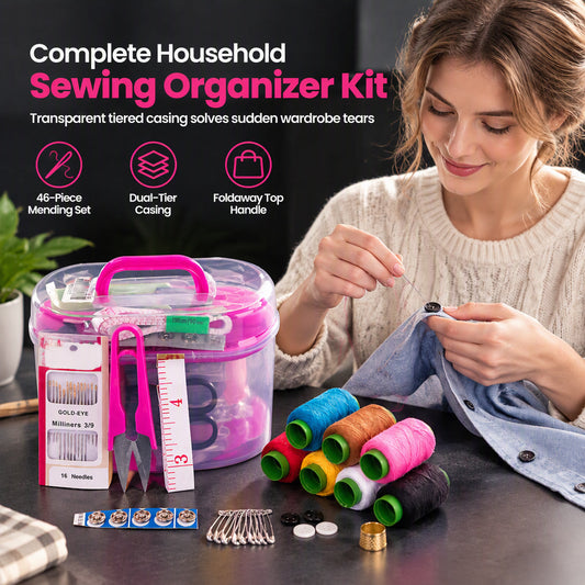 📢📢40% OFF !! ⏰Portable Household Sewing Kit and Box for Daily Hand Sewing and Mending