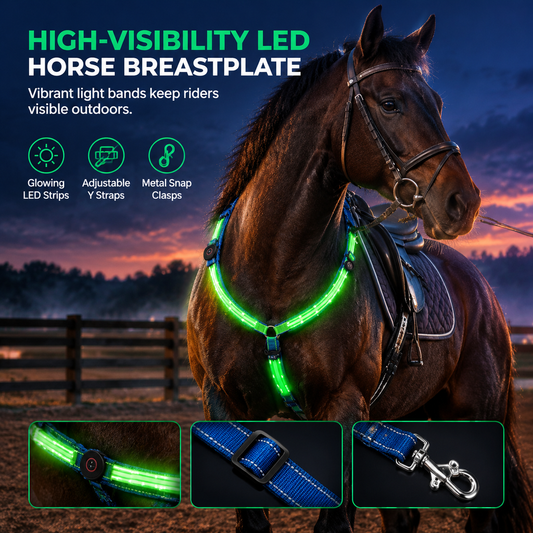 📢📢50% OFF !! ⏰Rechargeable LED Horse Breastplate Collar Outdoor Equestrian Chest Harness Tack