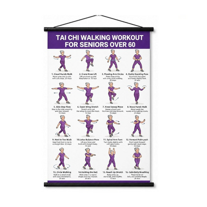 📢📢 50% OFF🧘Tai Chi Exercise Poster for Seniors – 16 Illustrated Standing & Seated Exercises