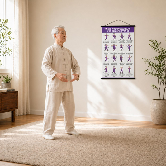 📢📢 50% OFF🧘Tai Chi Exercise Poster for Seniors – 16 Illustrated Standing & Seated Exercises