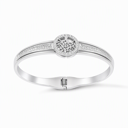 🌸 50% OFF NOW! 🌸Stainless Steel Tree of Life Bangle – Elegant & Sparkling Jewelry🌳✨💎