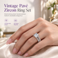 💍 Vintage Cubic Zirconia Ring Set – Cushion-Cut Centerpiece & Pavé Sparkle for Elegant Stacking ✨🎁