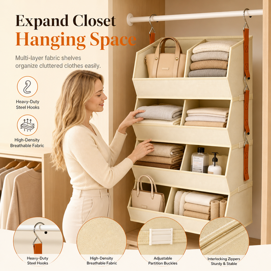 📢📢 50% OFF👕Hanging Closet Organizer – Maximize Space & Keep Your Wardrobe Tidy