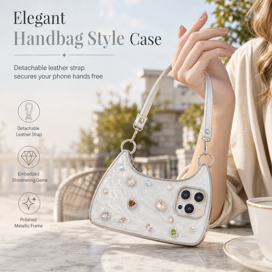 📢📢 50% OFF👜3D Rhinestone Phone Case – Sparkling Gemstone Design with Hand Strap