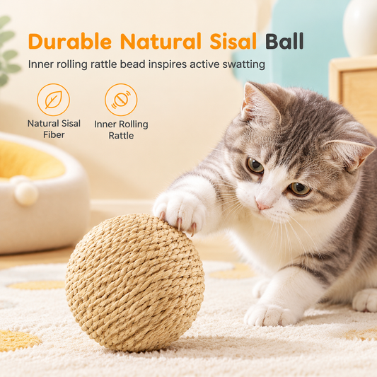 📢📢50% OFF !! ⏰Durable Bite Resistant Sisal Ball for Cats and Kittens