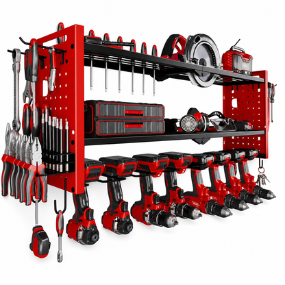 📢📢50% OFF !! ⏰Wall Mounted Heavy Duty Iron Power Tool Organizer and Garage Drill Storage Rack