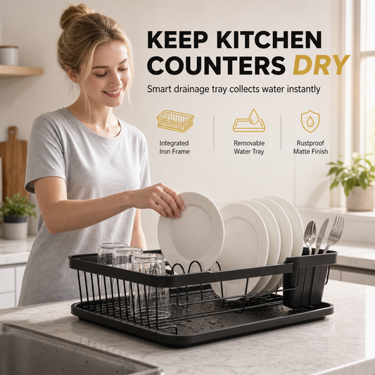 📢📢50% OFF !! ⏰1 Tier Kitchen Dish Drying Rack Countertop Dish Drainer and Storage Organizer Basket for Bowls and Plates