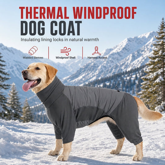 📢📢 50% OFF🐾Waterproof Winter Dog Coat – Warm Padded Full-Body Jumpsuit with Adjustable High Collar