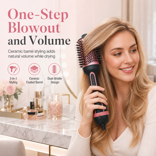 📢📢 50% OFF! Hot Air Brush – Dry, Smooth & Volumize with 3 Heat Settings 💇✨