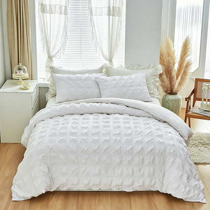 🔥 50% OFF 🛏️ Minimalist Seersucker Duvet Cover Set – 3-Piece Solid Color Bedding Set, Soft & Breathable for Bedroom ✨
