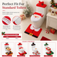 🎄50% OFF🚽Christmas Toilet Seat Cover and Rug 3-Piece Set Holiday Bathroom with Santa Claus Snowman and Reindeer