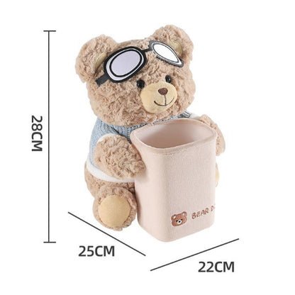 📢📢50% OFF !! ⏰Cute Bear Plush Car Tissue Holder & Storage Bin