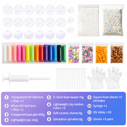 📢📢 50% OFF🎨DIY Squeeze Ball Making Kit for Kids – Colorful Clay & Glitter Stress Ball Craft Set with Leak-Proof Design
