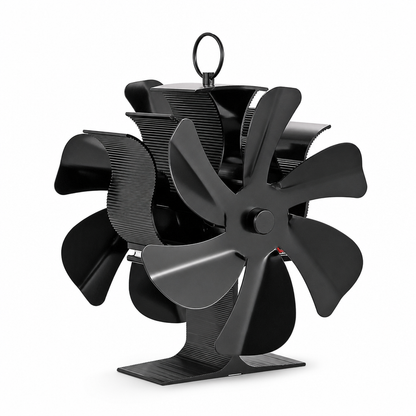Heat Powered Fireplace Fan with 6 Trapezoidal Base and Thermometer