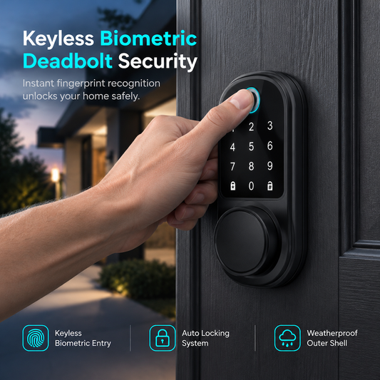 📢📢50% OFF !! ⏰Smart Fingerprint Deadbolt Door Lock with Bluetooth Keyless Entry