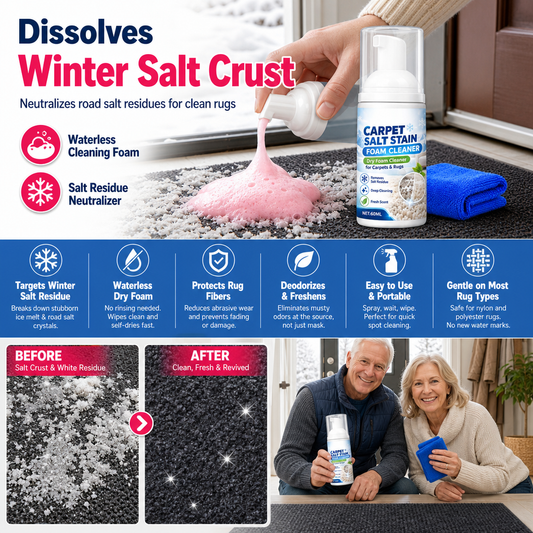 📢📢50% OFF !! ⏰Winter Snow Melting Salt Stain Remover Carpet Foam Cleaner 60ml Set with Cleaning Towel