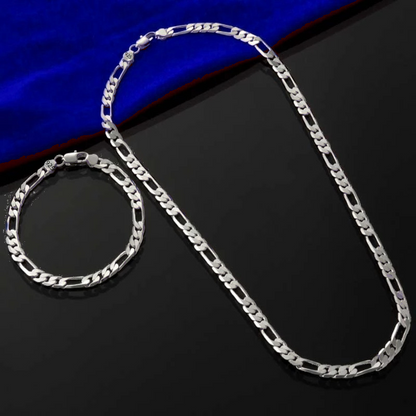 🔥50% OFF!!📢💎 Classic Silver-Tone Chain Necklace & Bracelet Set – Add Effortless Polish to Everyday Looks, Perfect for Layering or Gifting ✨