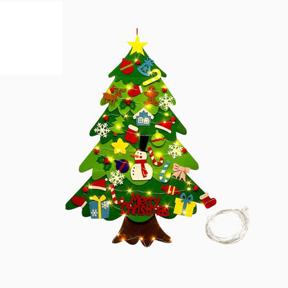 📢📢 50% OFF🎄DIY Felt Christmas Tree for Kids – Light-Up Wall Hanging with Removable Ornaments