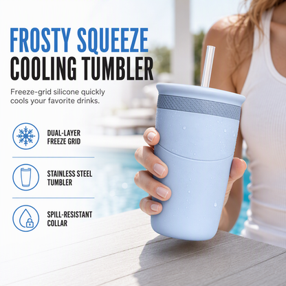 🧊 Squeeze Cooling Tumbler: Releases Ice Cubes, Fits Cans, Silicone & Steel