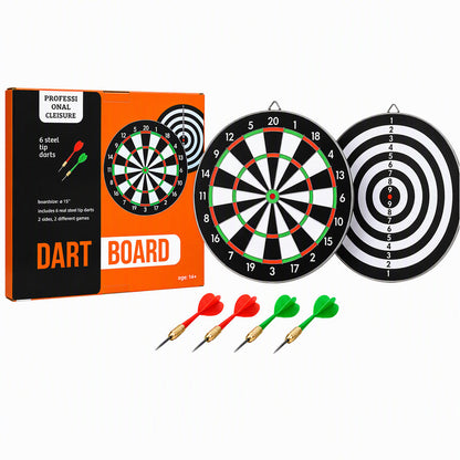 📢📢 50% OFF🎯 Double-Sided Dartboard Set – Includes 4 Steel-Tip Darts for Game Nights & Friendly Competition