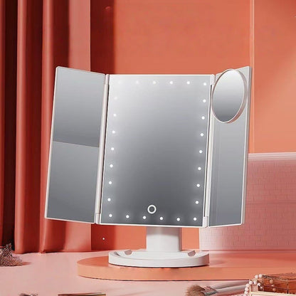 📢📢 50% OFF💡Tri-Fold LED Makeup Mirror – Adjustable Lighting & 3-Panel Design for Precise Makeup Application