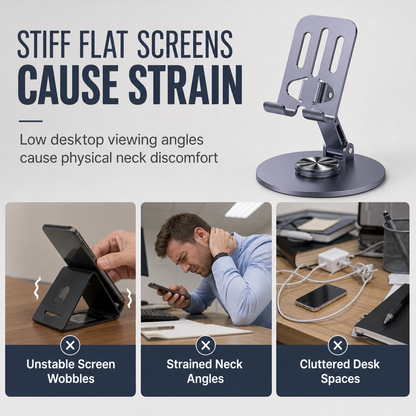 🔥50% OFF📱All Metal Desktop Phone and Tablet Stand 360 Degree Rotating Foldable Holder for Live Streaming