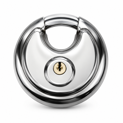 📢📢50% OFF !! ⏰Heavy Duty Round Disc Padlock with Pure Copper Core Waterproof Rustproof Anti Theft Shielded Shackle Lock for Gates Sheds and Wooden Doors🔒