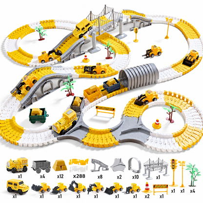 📢📢 50% OFF🏡DIY Electric Track Car & Construction Vehicle Toy Set – Build-Your-Own Racing Tracks for Kids