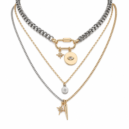 📢📢 50% OFF💛Women's Multilayer Eye Pendant Necklace – Bold Layered Statement Jewelry